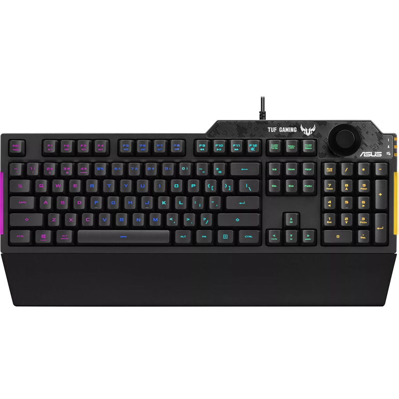 Teclado Asus Tuf K1 Usb 2.0 Antiderrames Perilla De Volumen Barra De Luz Rgb Ra04 Tuf Gaming K1 Ca