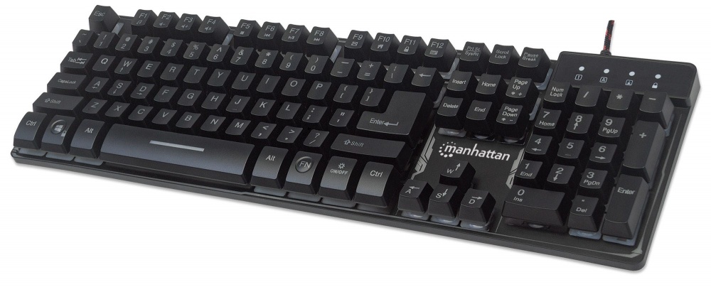 Teclado Gaming Manhattan Usb 19 Teclas Multimedia Base Metalica Con Luz 178457