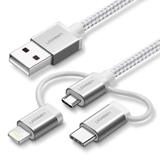 Cable Ugreen Usb 2.0A A Microusb Lightning Tipo-C