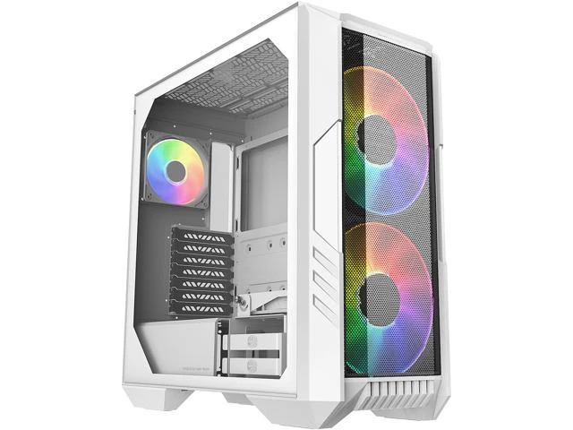 Gab Cooler Master Masterbox Haf 500 Blanco Media Torre Vidrio Templado Rgb 2X200 Mm Panel Front