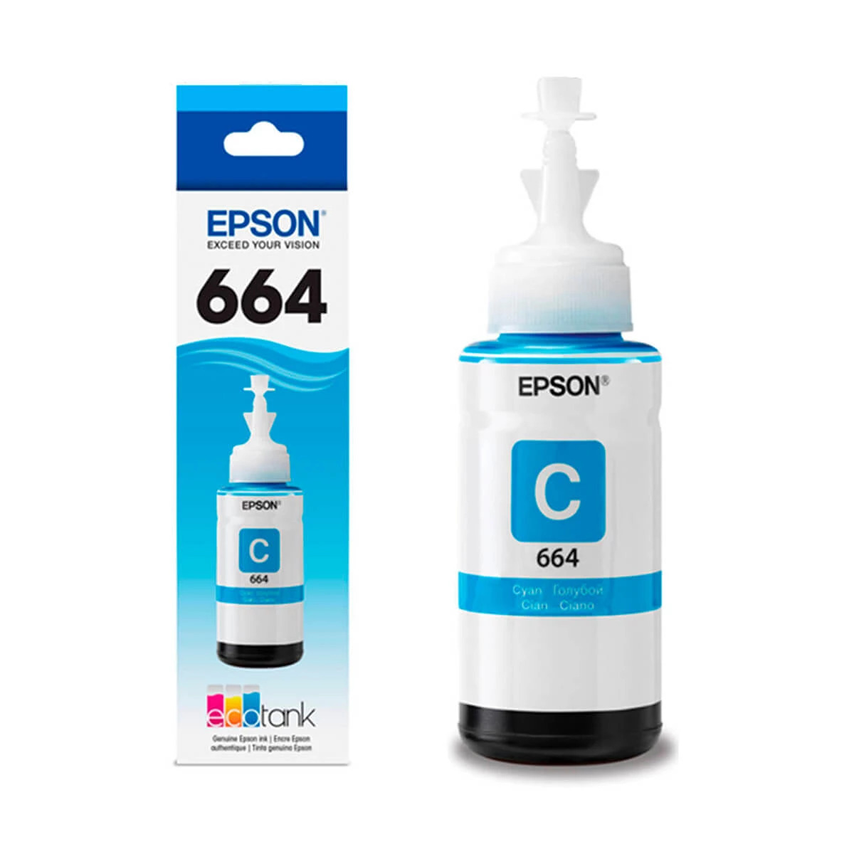 Tinta Epson T664220 Al L310 L380 L575 L655 L1300 Cyan T664220 Al