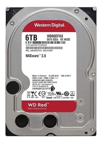Hdd Western Digital Wd Red 6Tb 3.5 256M Sata3 5400Rpm Rojo Wd60Efax