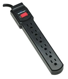 Multicontacto Manhattan De 6 Contactos Con Proteccion 125V Ac Negro 161138