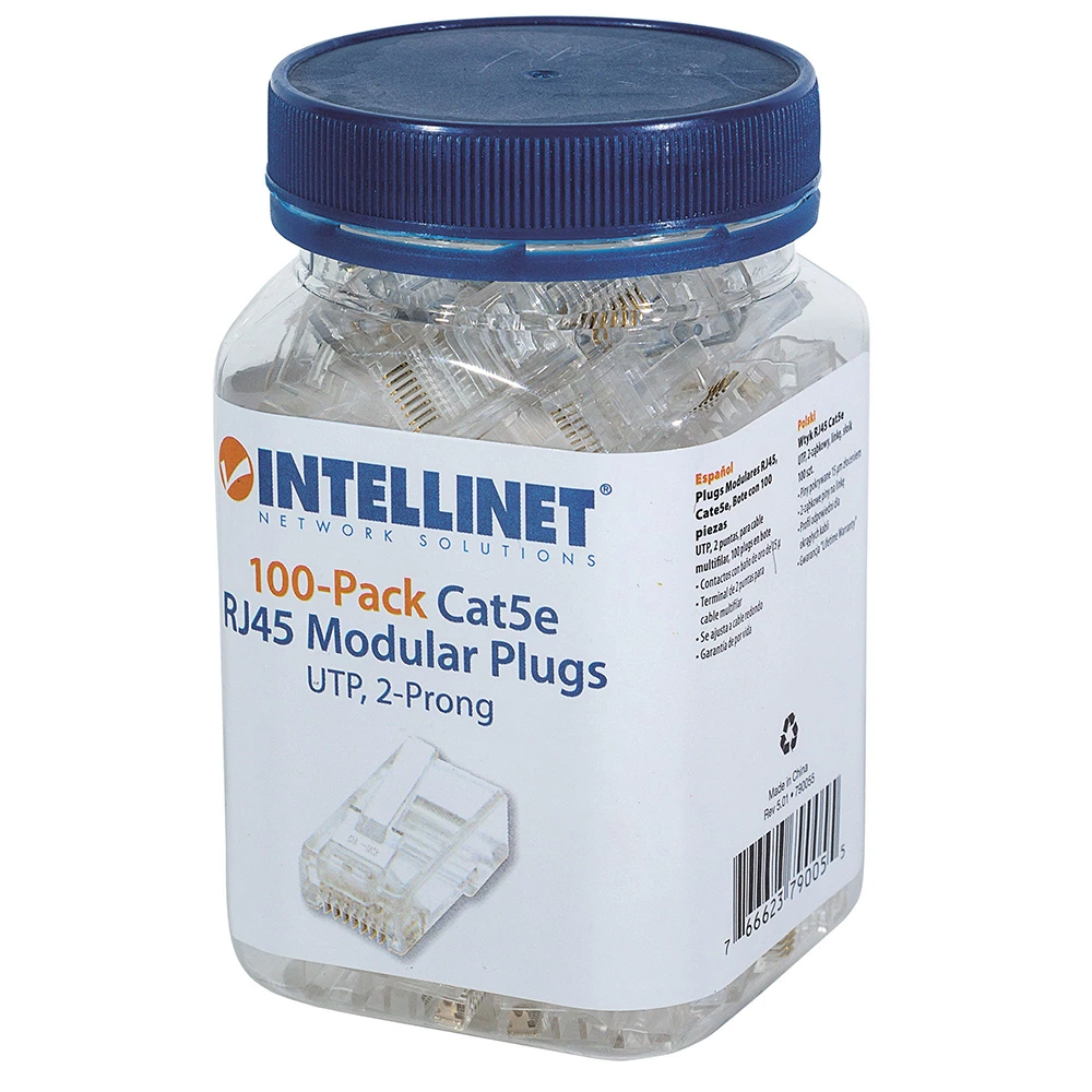 Plug Modular Intellinet Rj45 Utp Cat5E Multifilar Transparente 790055
