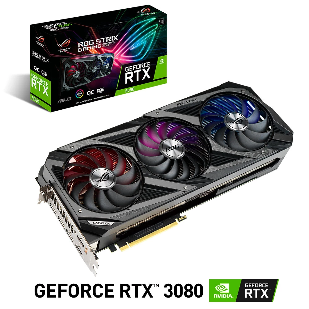 Asus Geforce Rtx 3080 Oc V2 10Gb Gddr6X 19Gbps 320 Bit Pcie 4.0 Rog Strix Rtx3080 O10G V2 Gaming