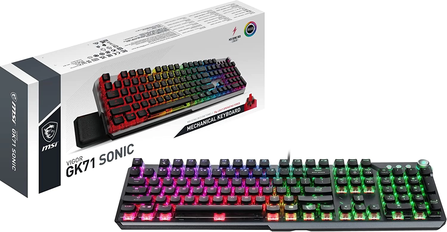 Teclado Msi Mecanico Gk71 Retro Iluminado Rgb Teclas Transparentes Vigor Gk71 Sonic 10 Red Us