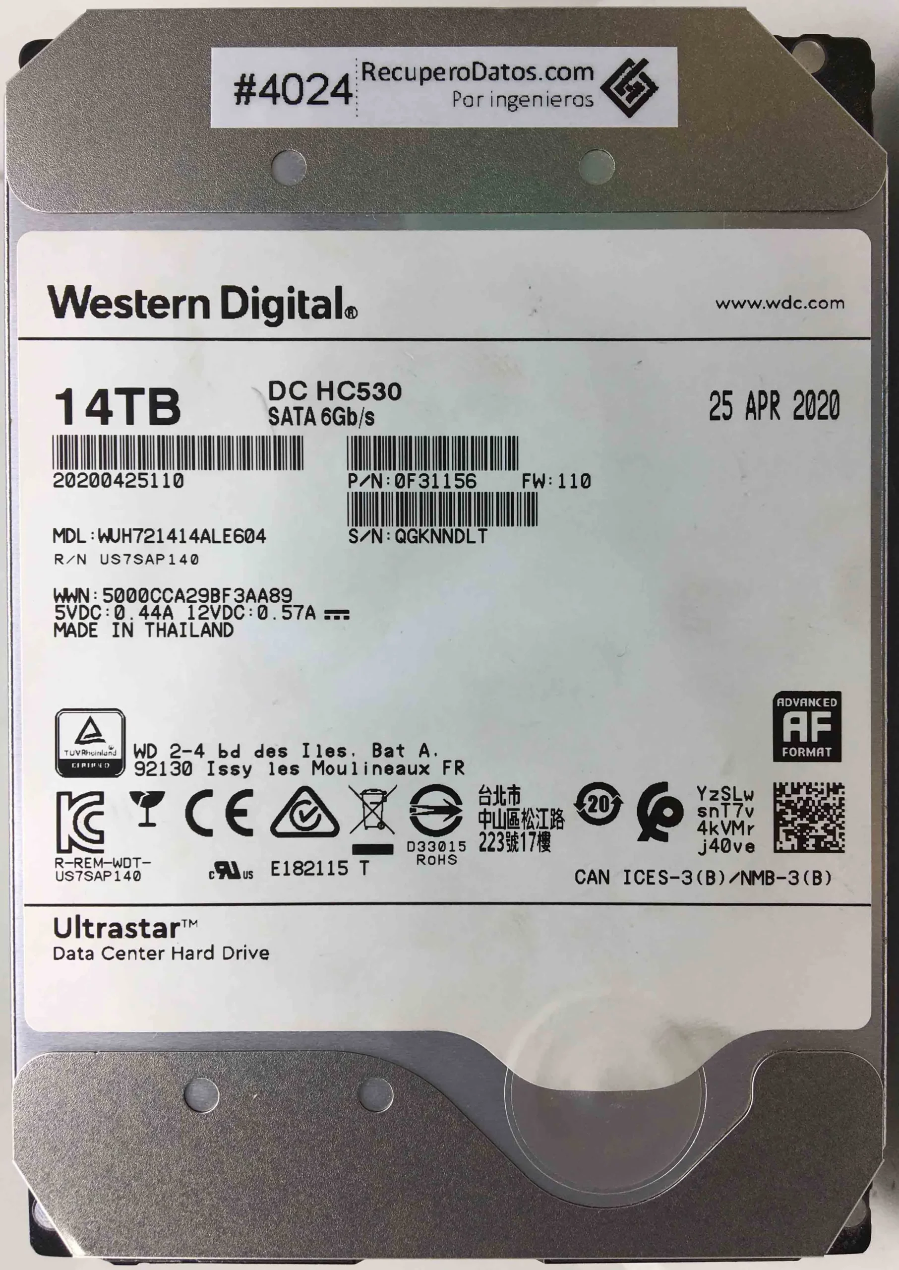 Hd Wd Hgst Ultrastar 14Tb 3.5" Sata Iii Nuevo-Promocion