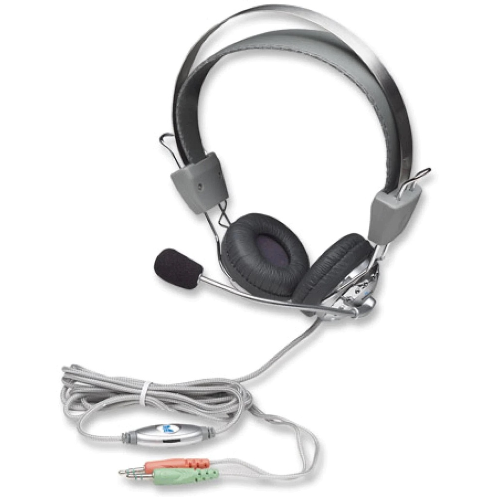 Audifonos Diadema Manhattan Ergonomica Microfono Control De Volumen 3.5Mm Plateado 175517