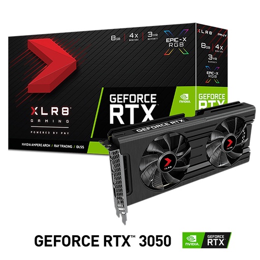[VCG30508DFXPPB1] Pny Xlr8 Rtx 3050 8Gb Rgb Dual Fan Gddr6 128Bits 1 Dp 3 Pci Express3.0X16 Vcg30508Dfxppb1