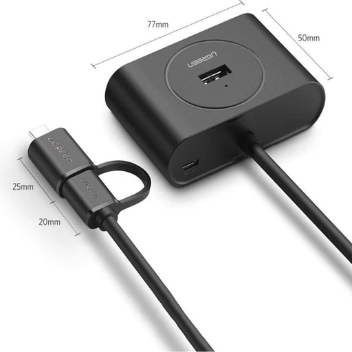 [40850] Hub Ugreen Cr113 4 Puertos Usb 3.0 A Otg (Usb-C)