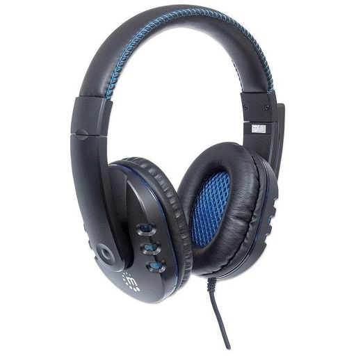 [176088] Audifonos Diadema Manhattan Usb Gaming Con Microfono Y Control De Volumen Y Leds Negro 176088